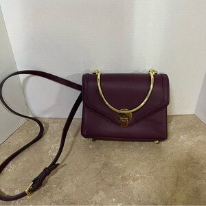 Sondra Roberts Square Plum Crossbody Bag with Gold Accents